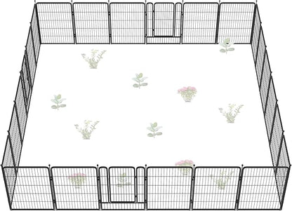 FXW Garden Fence Outdoor for The Yard – 40in(H) x 54.7ft(L) Heavy Duty Metal Animal Barrier for Dog and Rabbit, Decorative Dog Fence, 24 Panels, Black