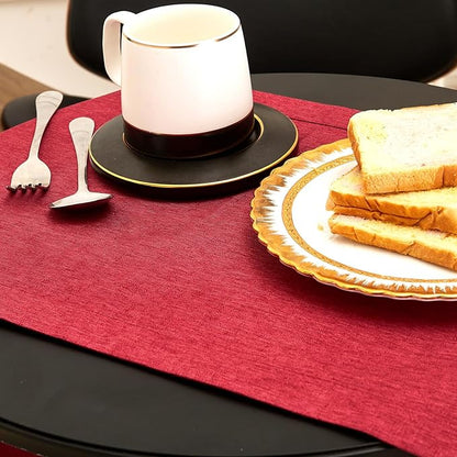 Mebakuk Linen Farmhouse Table Runner Large Burlap Style Soft and Waterproof Decorative Fabric Runner for Outdoor Wedding and Dinner (14 x 120 Inch, Red)