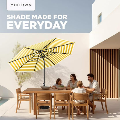 Midtown Umbrellas 10-Year-No-Fade - 8 Ft - UV Proof White/Yellow Stripes Fabric - Image 7