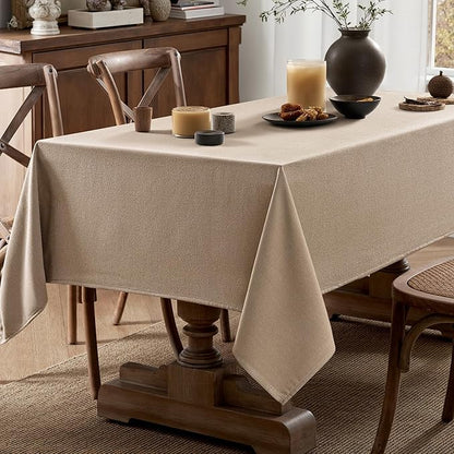 MIULEE Brown Linen Polyester Tablecloth 60x104 Inch Rectangle Table Cloth Waterproof,Stain Resistant & Wrinkle Resistant for Dining Party Wedding