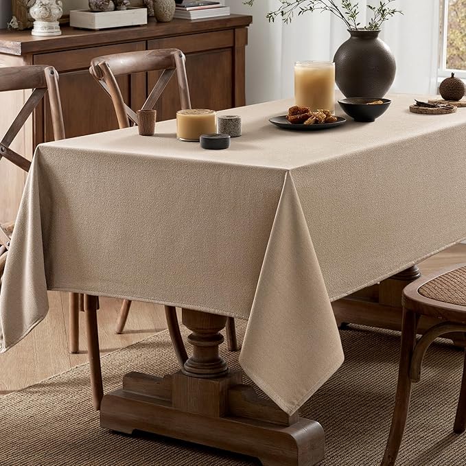 MIULEE Brown Linen Polyester Tablecloth 60x84 Inch Rectangle Table Cloth Waterproof,Stain Resistant & Wrinkle Resistant for Dining Party Wedding