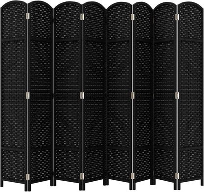 Room Divider 8 Panel Screen 5.6 Ft Tall Partition Room Dividers Black Privacy Screens Folding Room Separation Free Standing Waterproof Wood Frame Wall Divider