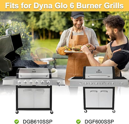 Grill Replacement Parts for Dyna Glo 6 Burner DGB610SSP, DGF600SSP, Cast Iron Grill Grates and Heat Plates for Dyna-Glo Grill Parts