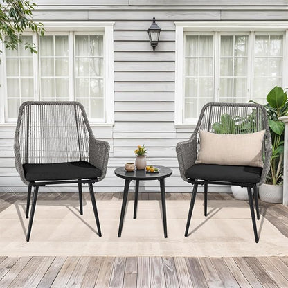 Patio Dining Chairs Outdoor Dining Chairs Set of 4, Woven Twisted Wicker Rattan - Image 7
