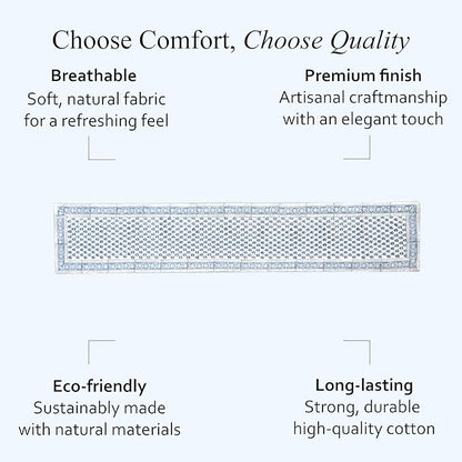 CPC Cotton Table Runner 16x108 Inch Block Printed Long Fall Table Runner for Dining Table, Card Table, Coffee Table, Wedding, Farmhouse & Outdoor Barbeque-Apatite Blue