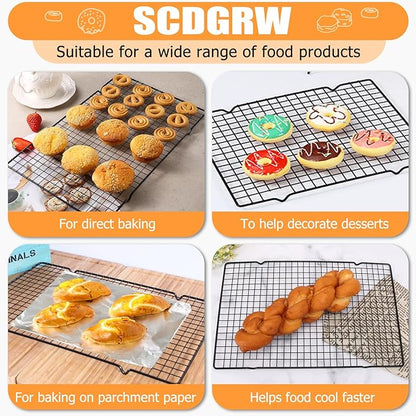 5PCS Cooling Racks for Cooking and Baking 10" x 16" Wire Rack Baking Rack, Cookie Rack, Heavy Duty Stainless Steel Wire Rack for Grilling, Roasting, Cooking, Drying
