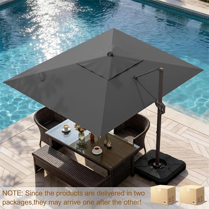 9' X 12' Cantilever Patio Umbrella Rectangle Outdoor Umbrella - Image 2