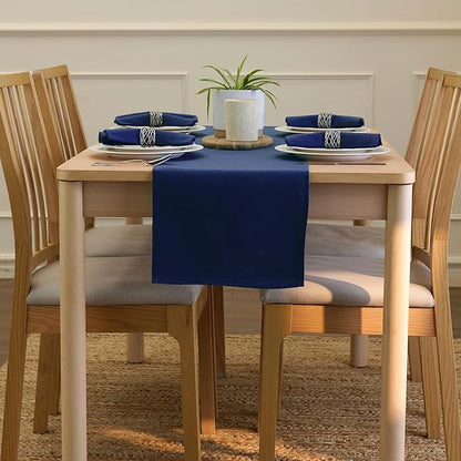 Encasa XO Table Runner 13"x59" Long | Cotton Canvas Fabric | Scotch Blue Solid Color | Machine Washable & Durable