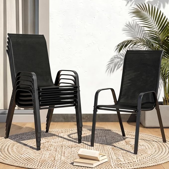 MAMIZO Patio Dining Chairs, Stackable Textilene Chair Set of 4, by MAMIZO