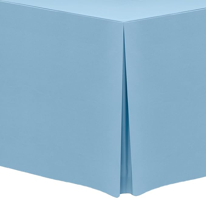 Ultimate Textile -5 Pack- 5 ft. Fitted Polyester Tablecloth - Fits 30 x 60-Inch Banquet and Folding Rectangular Tables - 42" H, Light Baby Blue