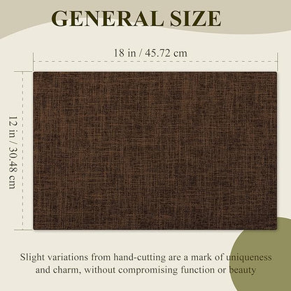KXN Placemats Set of 6, Dual-Layer Thickened Faux Linen Table Mats, Heat Resistant & Wrinkle-Free, Machine Washable Cloth Place Mats for Kitchen Dining Indoor Outdoor (Brown)