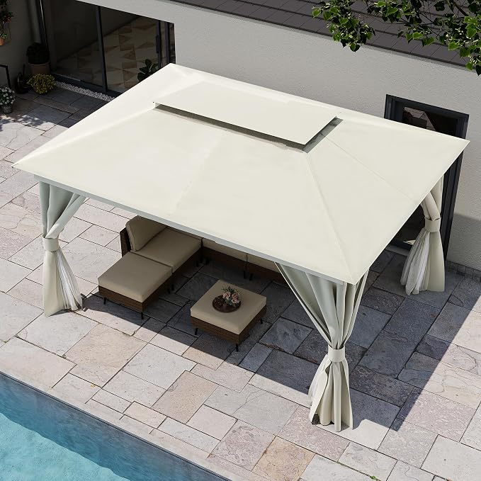 10'x13' Outdoor Gazebo, Metal Frame Heavy Duty Patio Canopy Tent Shelter - Image 4