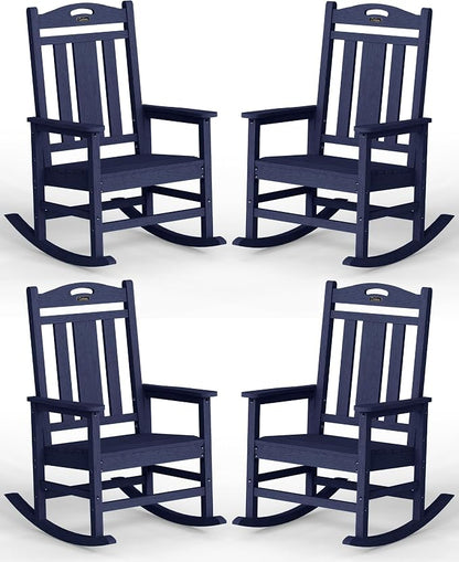 Oversized Outdoor Rocking Chairs Set of 4, 380lbs Heavy-Duty Large Patio Rocker by CIOKEA