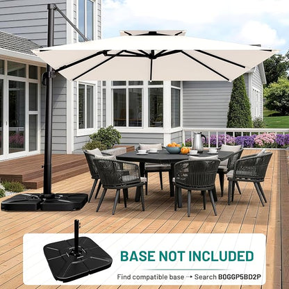 12×12 FT Double-Top Cantilever Patio Umbrella, Ivory | Square Offset Umbrella - Image 6