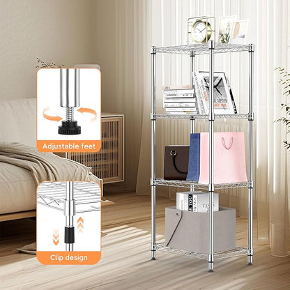M MZG 4 Tiers Shelf Metal Storage Shelves Wire Rack Closet Organizers - Image 5