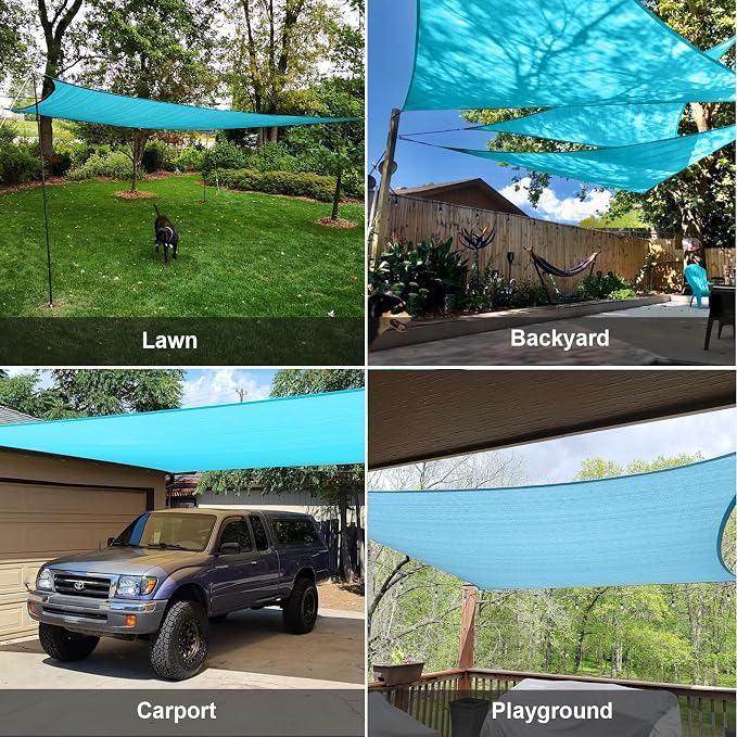 Sun Shade Sail 10' x 13' Turquoise Blue Rectangle Shade | Outdoor sun shade sail - Image 8