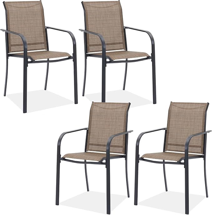 Outdoor Chairs Set of 4, Stackable Patio Dining Chairs by Offeroutdoorsolutions