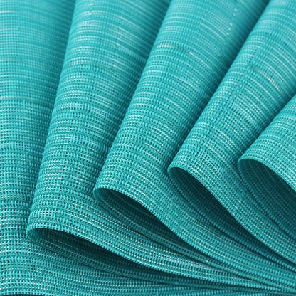 PIGCHCY Placemats,Washable Durable Vinyl Woven Table Mats,Elegant Heat Resistant Placemats for Dining Table Set of 6 (18 x 12 inches, Turquoise)
