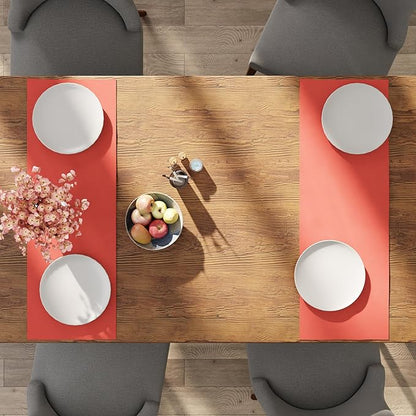 Encasa XO Table Runner 13"x36" Long | Cotton Canvas Fabric | Coral Solid Color | Machine Washable & Durable