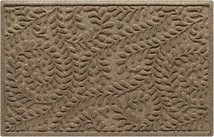 WaterHog Indoor/Outdoor Door Mat, 2' x 3' Made in USA, Durable & Skid-Resistant Front Door Rug, Decorative, Water-Trapping & Heavy-Duty Entryway Floor Mat For Your Home, Boxwood Collection Khaki/Camel