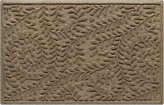 WaterHog Indoor/Outdoor Door Mat, 2' x 3' Made in USA, Durable & Skid-Resistant Front Door Rug, Decorative, Water-Trapping & Heavy-Duty Entryway Floor Mat For Your Home, Boxwood Collection Khaki/Camel