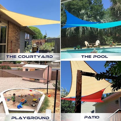 Windscreen4less 3' x 3' x 3' Sun Shade Sail Triangle Outdoor Canopy Cover UV - Image 2