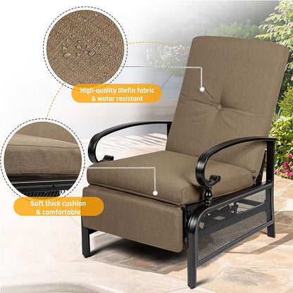 SUNCROWN Outdoor Recliner Chair Patio Adjustable Recliner Chair and Side Bistro - Image 3