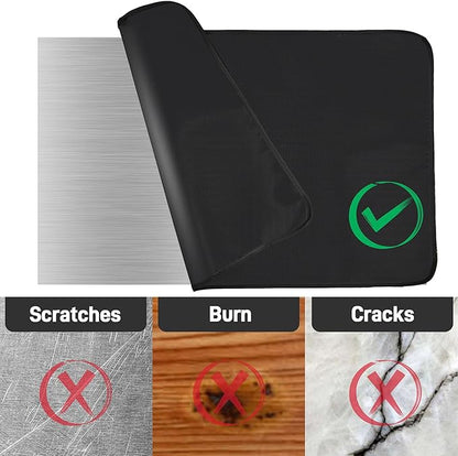 25 x 19.5in Heat Resistant Grill Mats for Outdoor Grill to Protect Your Prep Table and Outdoor Grill Table - Fire Proof & Water Proof & Oil Proof BBQ Mat - Black (1mm)