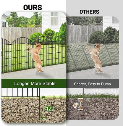 Metal Garden Fence 36in (H) x 11.7ft (L), 5 Panels +6 Stakes Dog Fence Border Fence Animal Barrier, No Dig Garden Fencing for Yard Flower Bed Lawn Patio Outdoor,CTW3605 Black