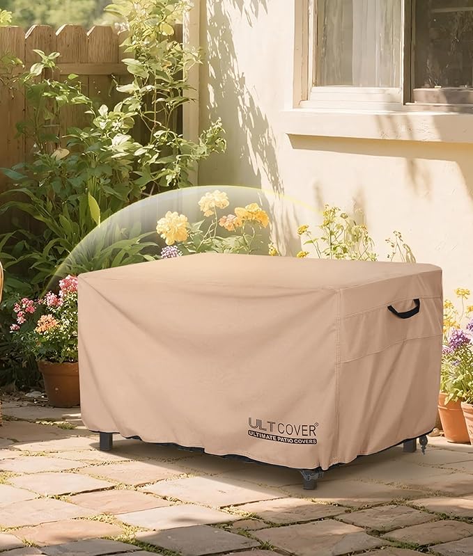 ULTCOVER Rectangular Gas Fire Pit Table Cover 45x24 inch Waterproof Heavy Duty Firepit Cover
