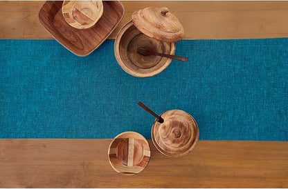 Solino Home Linen Table Runner 156 Inches Long - Athena, 100% Pure Linen Chambray Teal 14 x 156 Inch Table Runner for Dining, Spring, Easter, St Patricks Day