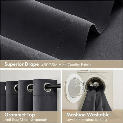 MIULEE Grey 100% Blackout Curtains - Image 7