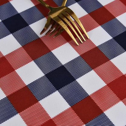 Waterproof Plaid Tablecloth Fabric - Round 108 Inch Classic Gingham Checker Table Cloth for Indoor/Outdoor Use - Buffalo Table Cover for Picnics, BBQs, and Parties