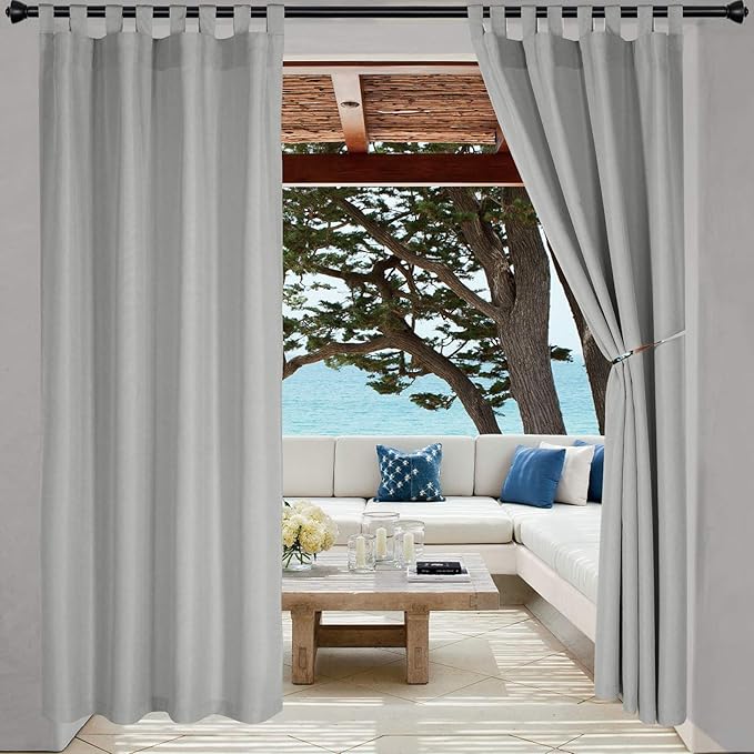 LORDTEX Indoor/Outdoor Curtains Waterproof Tab Top Patio Curtains | Sun by LORDTEX