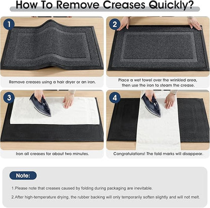 Front Door Mat Outside Entrance Indoor Doormat, 31" x 20" Outdoor Mats for Patio Waterproof, Outdoor Door Mats for Outside Entry, Indoor Rugs for Entryway, Sturdy Natural Rubber Entry Mat, Drak Gray