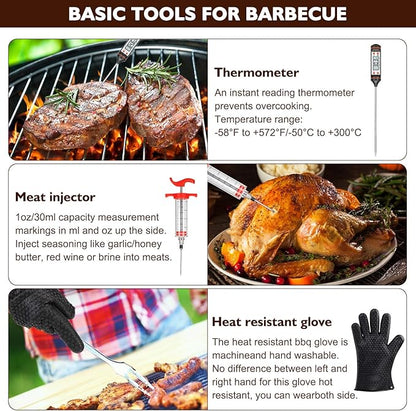 Grill Set, Grilling Gifts for Men, 34PCS BBQ Tools Accessories for Outdoor Grill with Aluminum Case, Spatula,Tongs &Skewers,Smoker Accessories for Birthday, Dad, Wedding