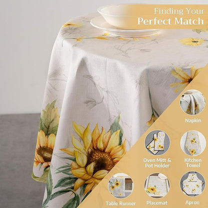 Maison d' Hermine Table Cloth Round Table 100% Cotton 63 Inches Tablecloth Reusable Decorative Everyday Use for Dining Room, Farmhouse, Home Party, Festive & Wedding Spring Summer - Jardin D'Ete - Fog