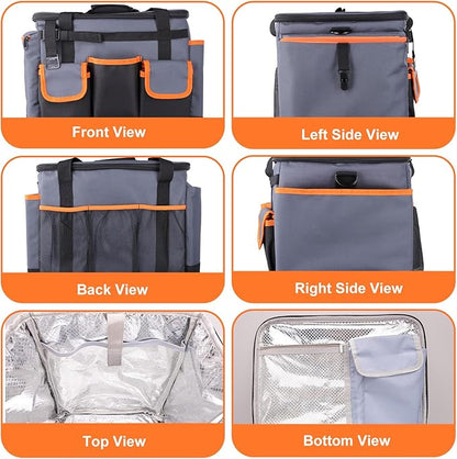 Large BBQ Grill Caddy with Paper Towel Holder, Foldable Insulated Picnic Organizer Bag for Outdoor Grilling, Tailgating, Camping, RV Trips, Must-Have Storage for Cooking Tools Supplies