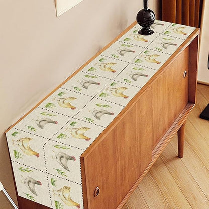 Farmhouse Rooster Table Runner, Rustic Farm Animals Chicken Plant Vintage Coffee Table Center Decor for Family Kitchen and Living Room Outdoor Country Holiday Party Table Decorations, 13" X 72"