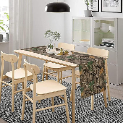 Camo Branches Table Runner, Camo Tree Hunting Oak Table Runner for Dining Home Party Cafe Holiday 13x108in
