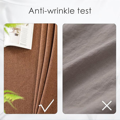 BALCONY & FALCON Rectangle Tablecloth Washable Wrinkle Resistant and Water Proof Table Cloth Decorative Linen Fabric Tablecloths for Dining Parties Kitchen Wedding and Outdoor Use(Brown, 57x118)