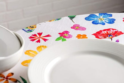 Maison d' Hermine Table Cloth Round Table 100% Cotton 69 Inches Tablecloth Reusable Decorative for Dining Room, Farmhouse, Home, Party, Festive & Wedding Spring Summer - Happy Florals - Sweety