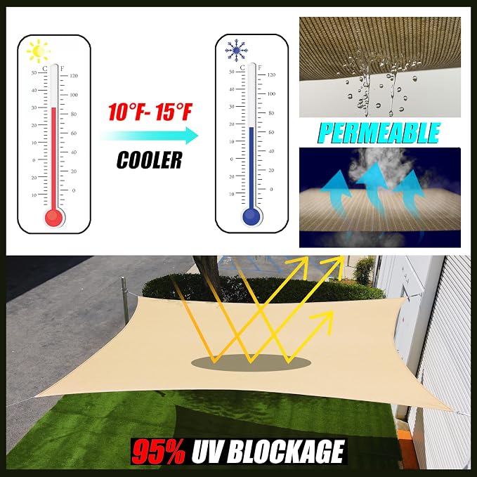 Royal Shade 8' x 17' Grey Rectangle Square Sun Shade Sail Order to Make - Image 2