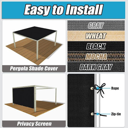 Amagenix 90% Shade Fabric 21'X 21' Black Sun Shade Cloth - Image 4
