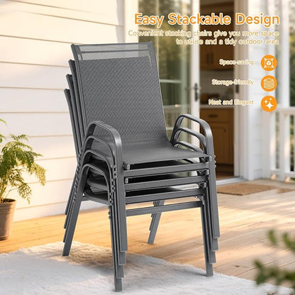 Patio Chairs Set of 2, Stackable Outdoor Dining Chairs | All Weather Dining Set - Image 4
