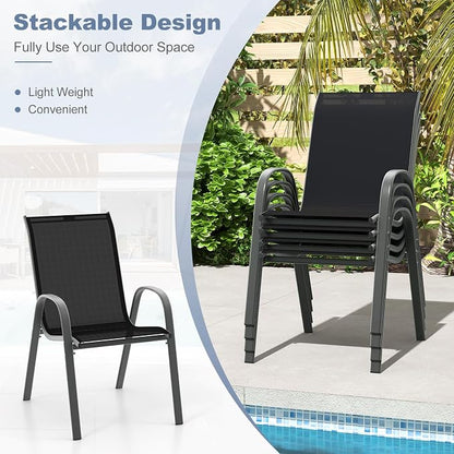 S AFSTAR Outdoor Chairs Set of 4, Stackable Patio Chairs - Image 5
