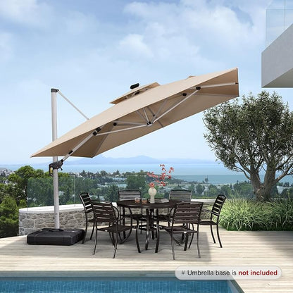 PURPLE LEAF Cantilever Umbrella 11'X11' Double Top Solar LED Light, Support to - Image 2
