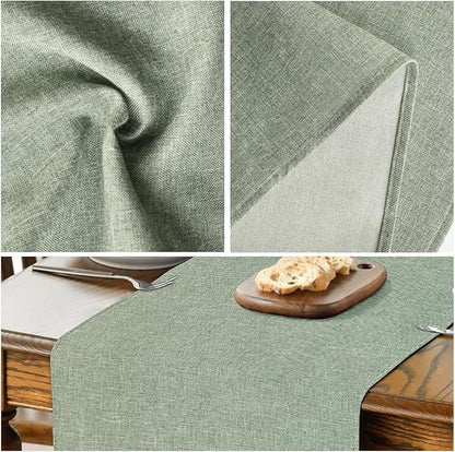 Artoid Mode Sage Green Table Runner, Seasonal Spring Summer Washable Kitchen Dining Table Decoration for Home Party Decor 13x72 Inch