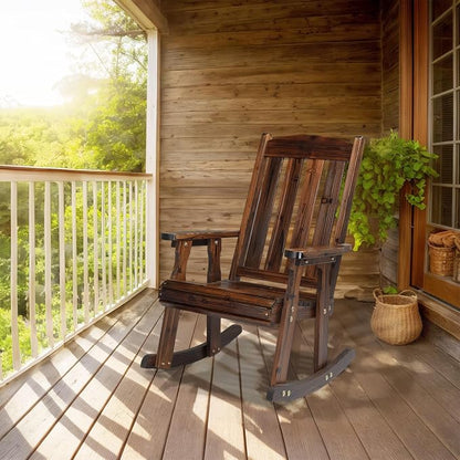 VINGLI Outdoor Rocking Chair Set of 2, Heavy Duty 600 LBS Rocker, Rustic | High - Image 2
