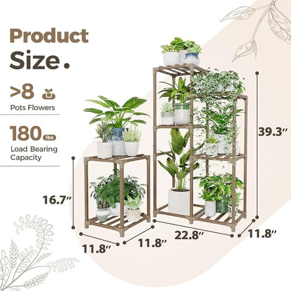 Bamworld Plant Stand Indoor Corner Plant Shelf Wood Plant Holder | - Image 6